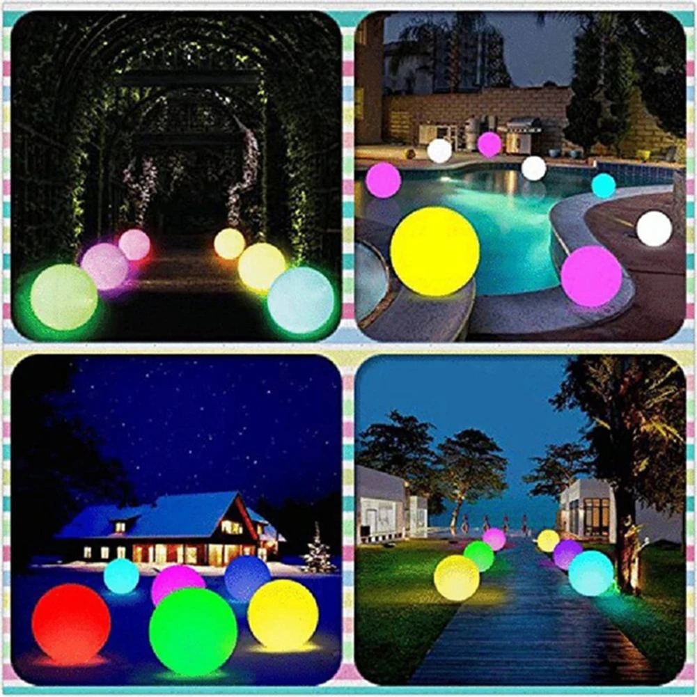 LED Beach Ball Pool Toys Inflatable Light Up Ballon Floating Pool Light With Remote13 Colors Glow In Dark Party Decor Pool/Beach