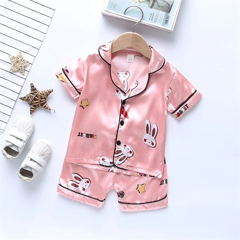 New Summer Baby Clothes Suit Kids Girls Pajamas Children Sleepwear Shirt Shorts 2Pcs/Sets Infant Causal Clothing Toddler Costume