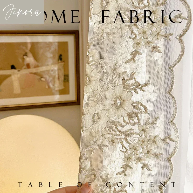 

Embroidery Lace Cream Color Splicing Curtains For Living Room Bedroom Window Screens Customization French Romantic Lace