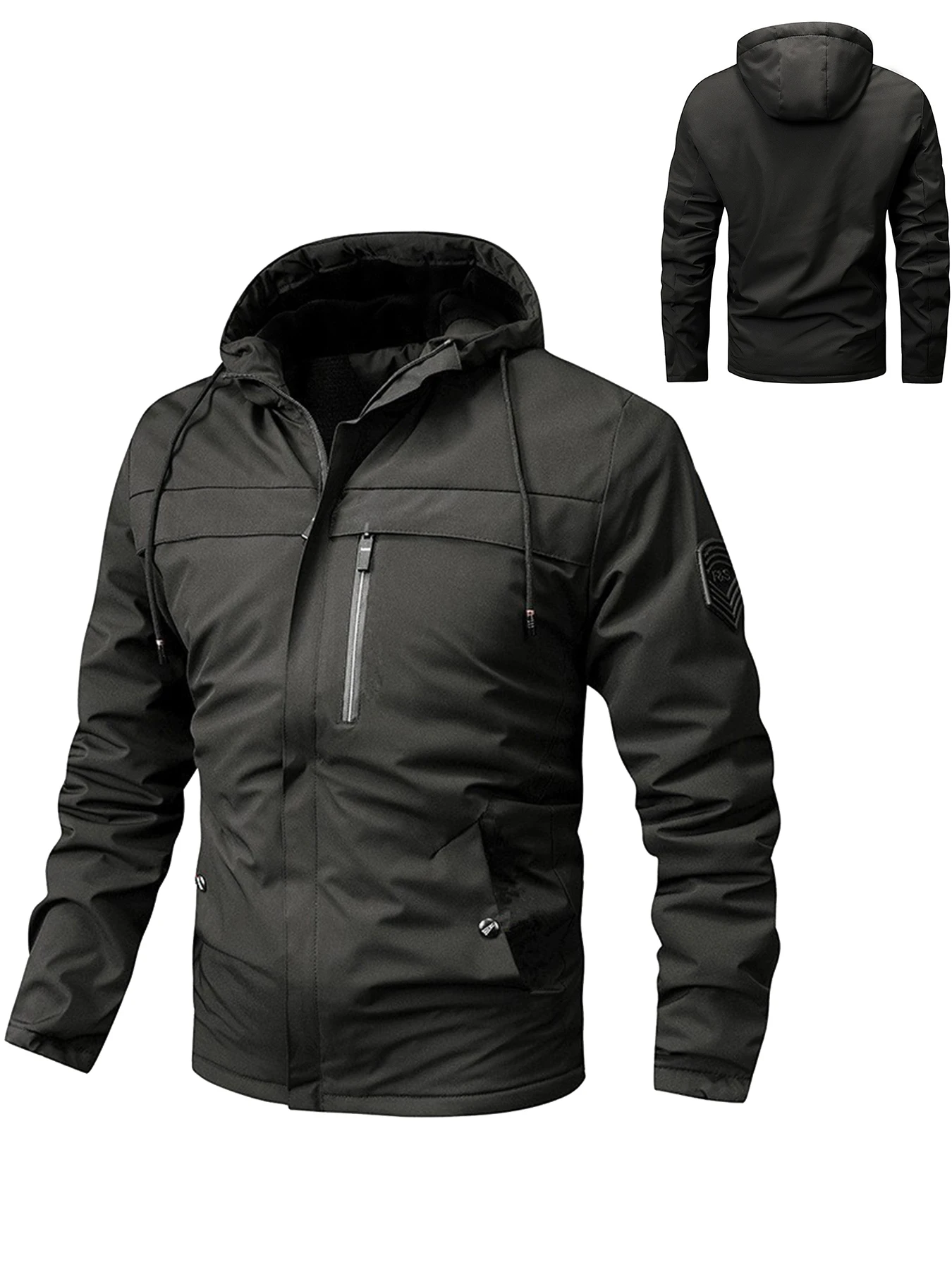 American outdoor sports hooded plain down jacket, windproof and waterproof with multiple pockets, suitable for spring and autumn
