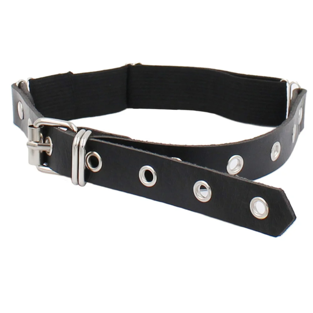 1Pcs Punk Women Girls Black Hole Rivet Elastic On The Leg Ring Belts Body Chains Harness Stretchy Thigh Ring Student C