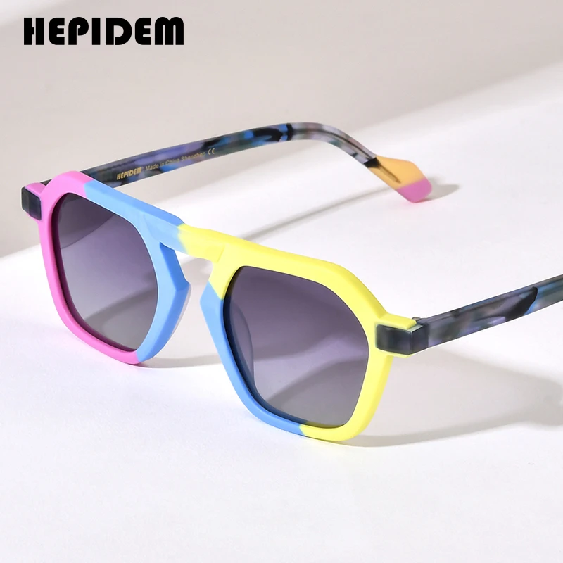 

HEPIDEM Matte Acetate Polarized Sunglasses Men Simple Fashion Retro Design Pilot Sun Glasses UV400 2024 New Women Shades H9286T