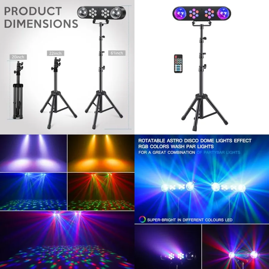 

DJ Party Lights with Stand, Party Bar Light, Rotating Ball Disco Lights and Corlorful Par Light, Stage Lighting System Sound Ac