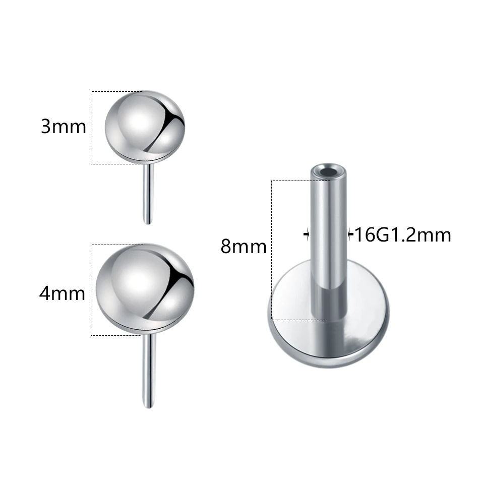 1PC Titanium Ball Heart Star Threadless Push Pin Labret Stud Earring Nose Tragus Cartilage Conch Helix Piercing Jewelry 16G