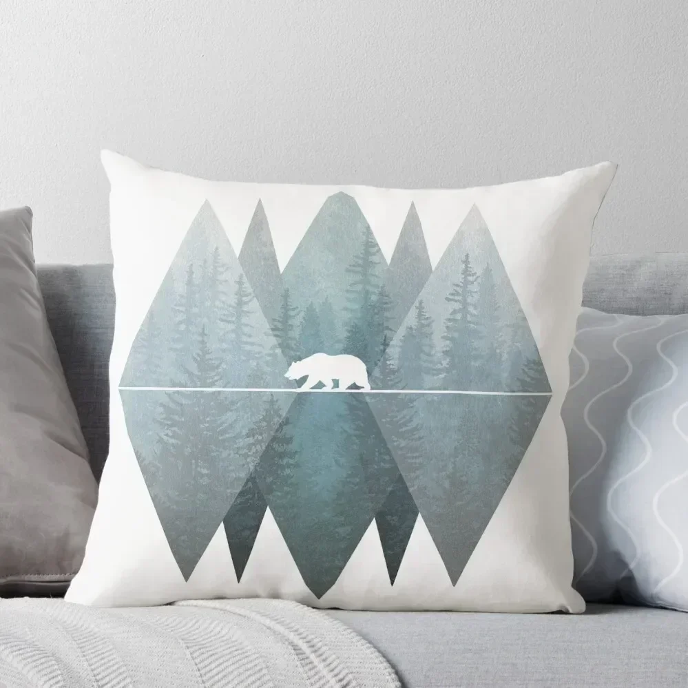

Misty Forest Mountain Bear Throw Pillow Decorative Cushion Cover Rectangular Cushion Cover Room decorating items pillow