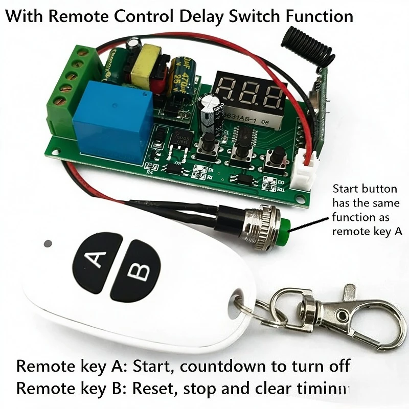 AC220V Trigger Cycle Delay Timer Relay, One Channel Button Trigger Countdown On Off Control Switch