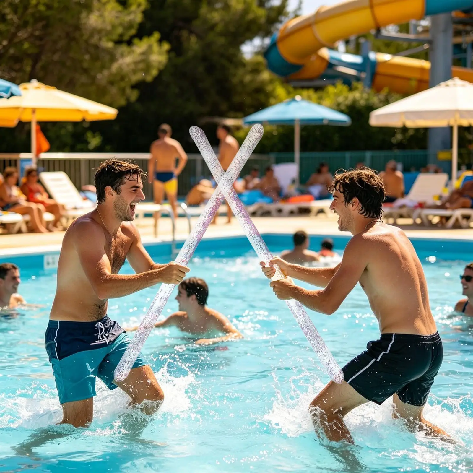 Floating Pool Noodle Blow Up Sequin Water Tube Pool Water Noodles For Men Women Adults Teens Children Family Friends Kids Lake