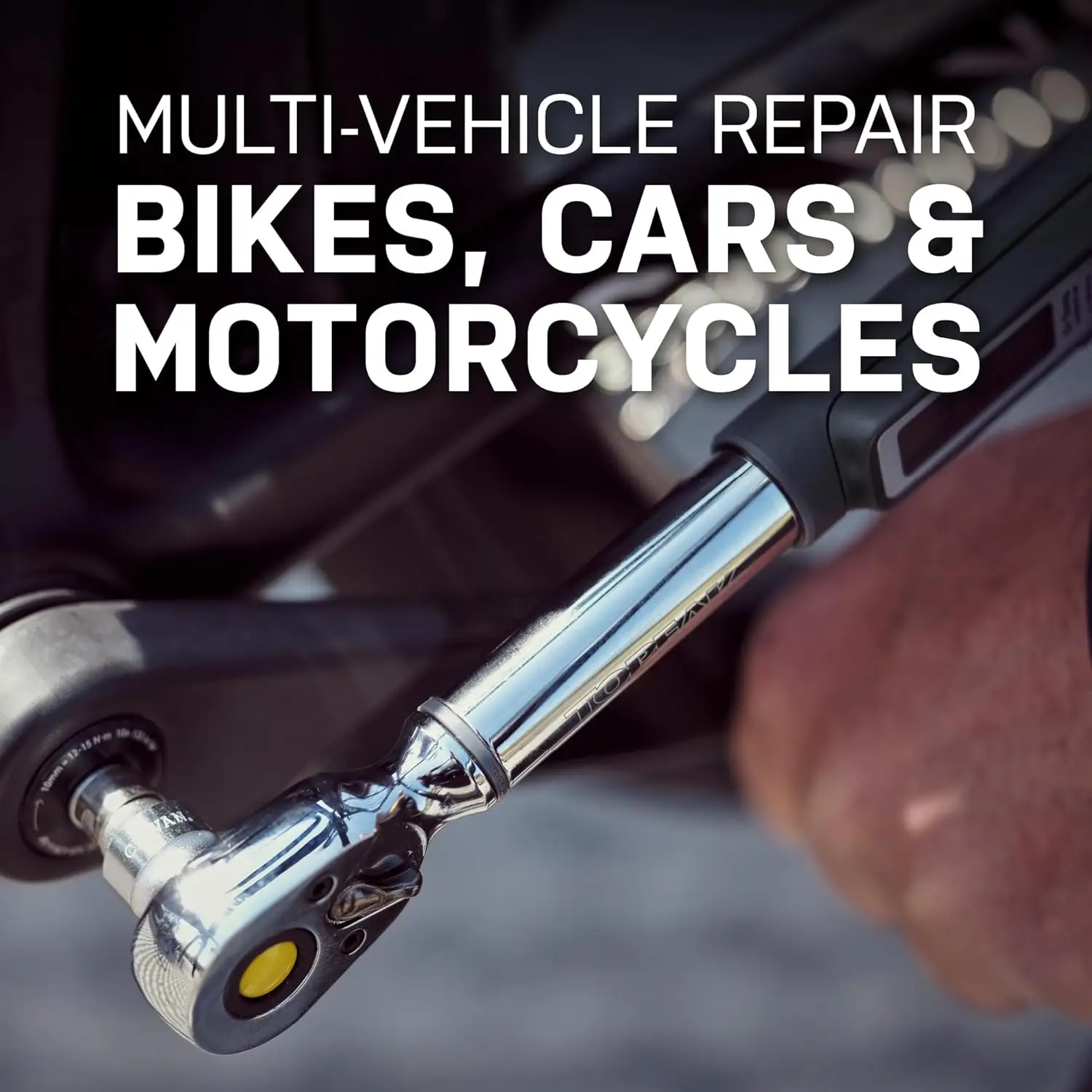 مفتاح عزم الدوران الرقمي 4-80 نانومتر مع شاشة LCD، تنبيهات مسموعة، 8 مقابس و10 بت للدراجات النارية والسيارات