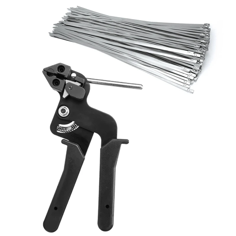 

NEW-Hand Stainless Cable Tie Tool Fastening Strap Cutting Tool Cutter Tension Automatic Zip Durable Tensioning Tool