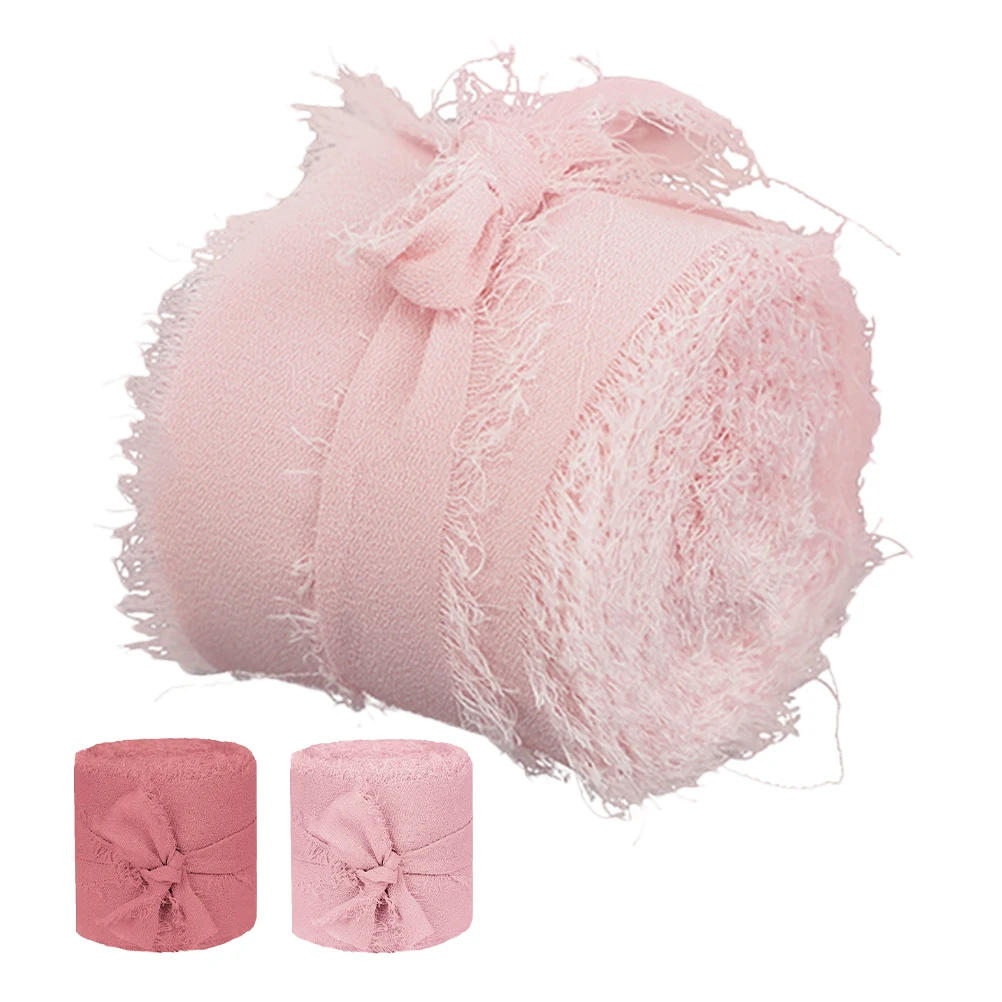 

3 Rolls Frayed Chiffon Ribbon Flower Bar Supplies for Wedding Invitations Bridal Shower Flower Bouquet DIY Decorations
