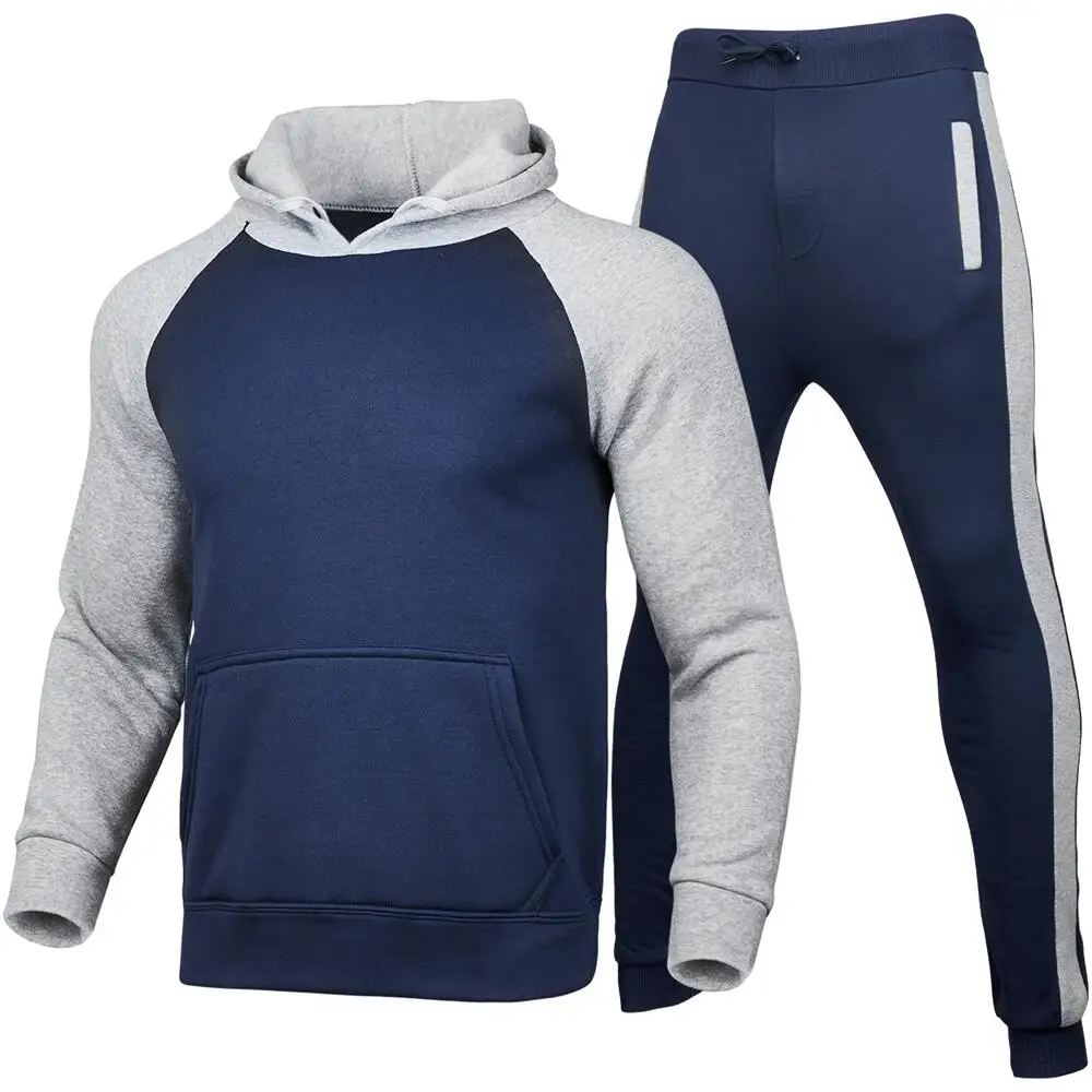 Blank Hoodies Set Men Tracksuit High Quality Fashion Graphic Outdoor Winter Warm Sweatshirt+sweatpant Sportswear Male Clothing