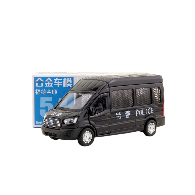 Caipo Scala 1:52 Transit China Police MPV Pull-back Diecast Model Car per collezione, regali e decorazioni