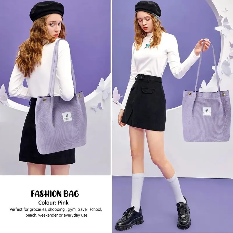 حقيبة يد Ayieyill Corduroy للنساء من القماش مع جيب داخلي