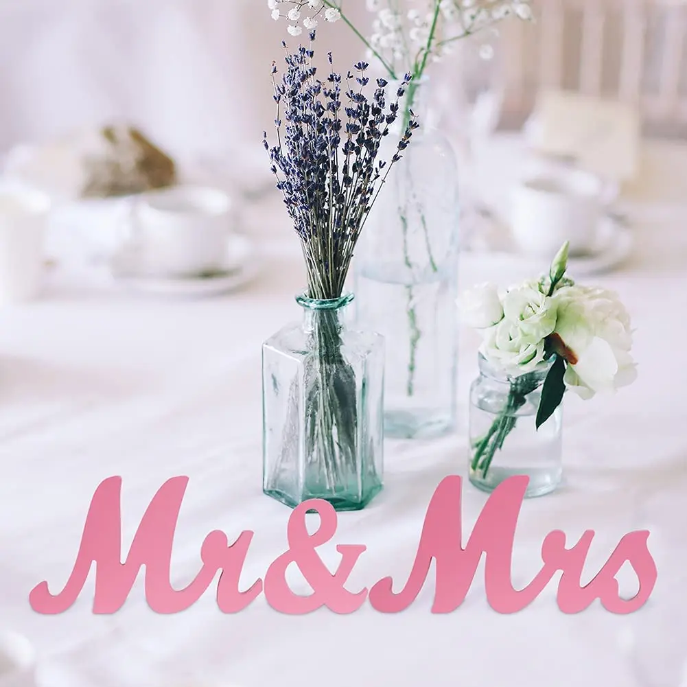 

1 Set Wooden Mr And Mrs Letter Married Sign Ornament Wedding Table Sign Stand Large Photography Props Anniversary Party Decor