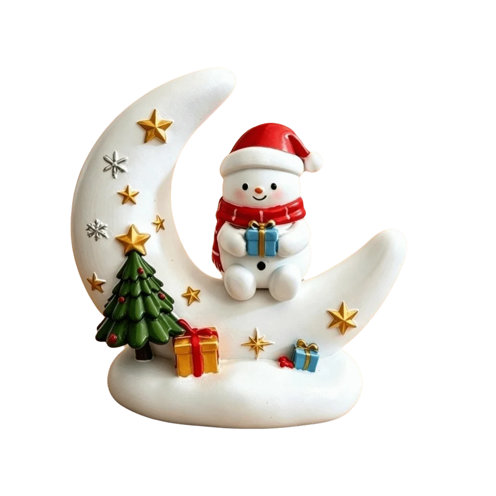 Festival Snowman Christmas Night Light Moon Shape Home Decor LED Desk Light Reindeer Xmas Atmosphere Ornaments Desktop