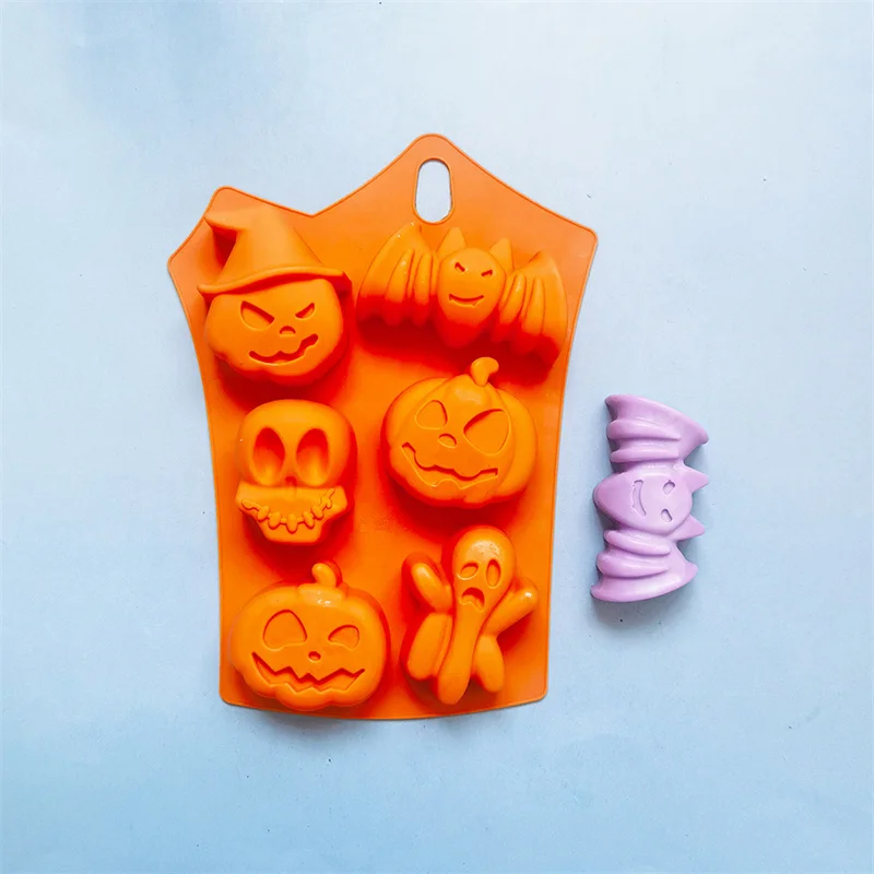 10/5/3/1PCS Halloween Moulds Nonstick Silicone Pumpkin Mold Skull Bat Ghost Shape Chocolate Candy Mold Baking Cake Pudding Cooki