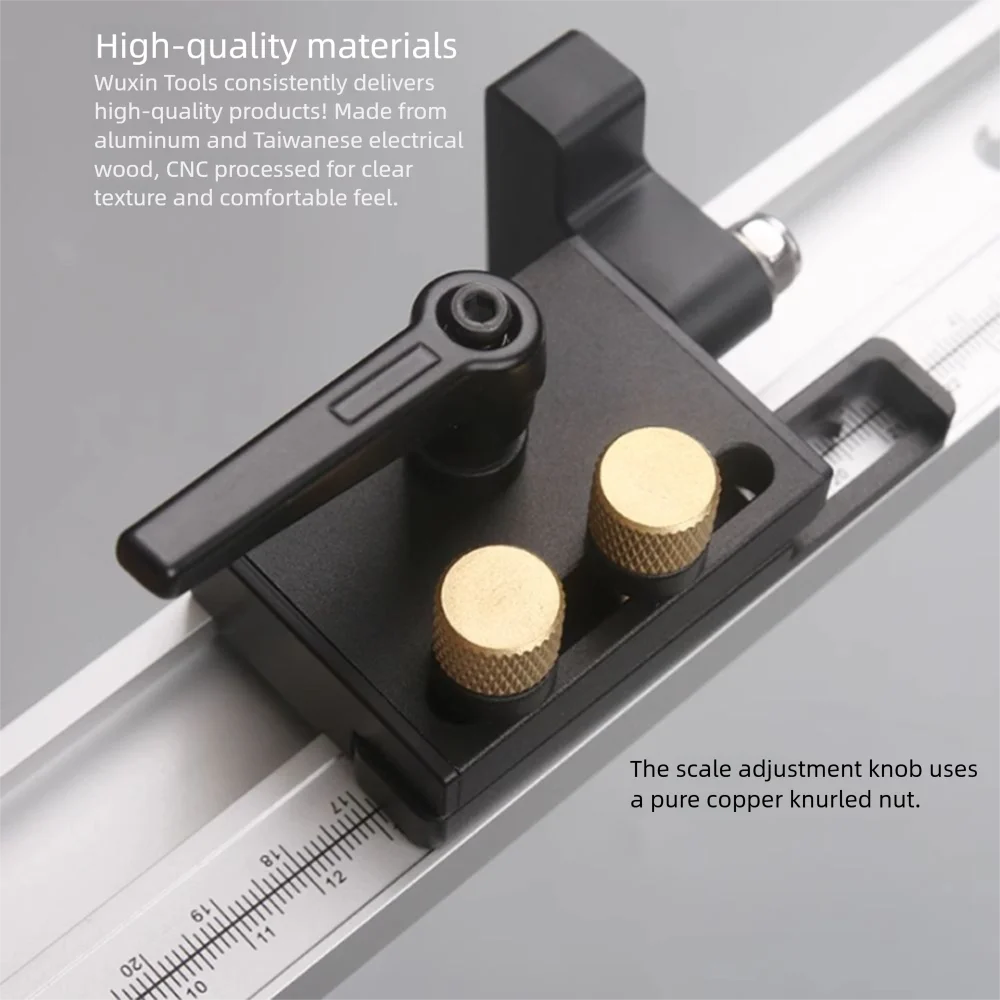 T-Tracks Slot Woodworking Slide Ruler with Scale Width 45mm Saw Table Tools Push Handle Precision Woodworking Miter Track