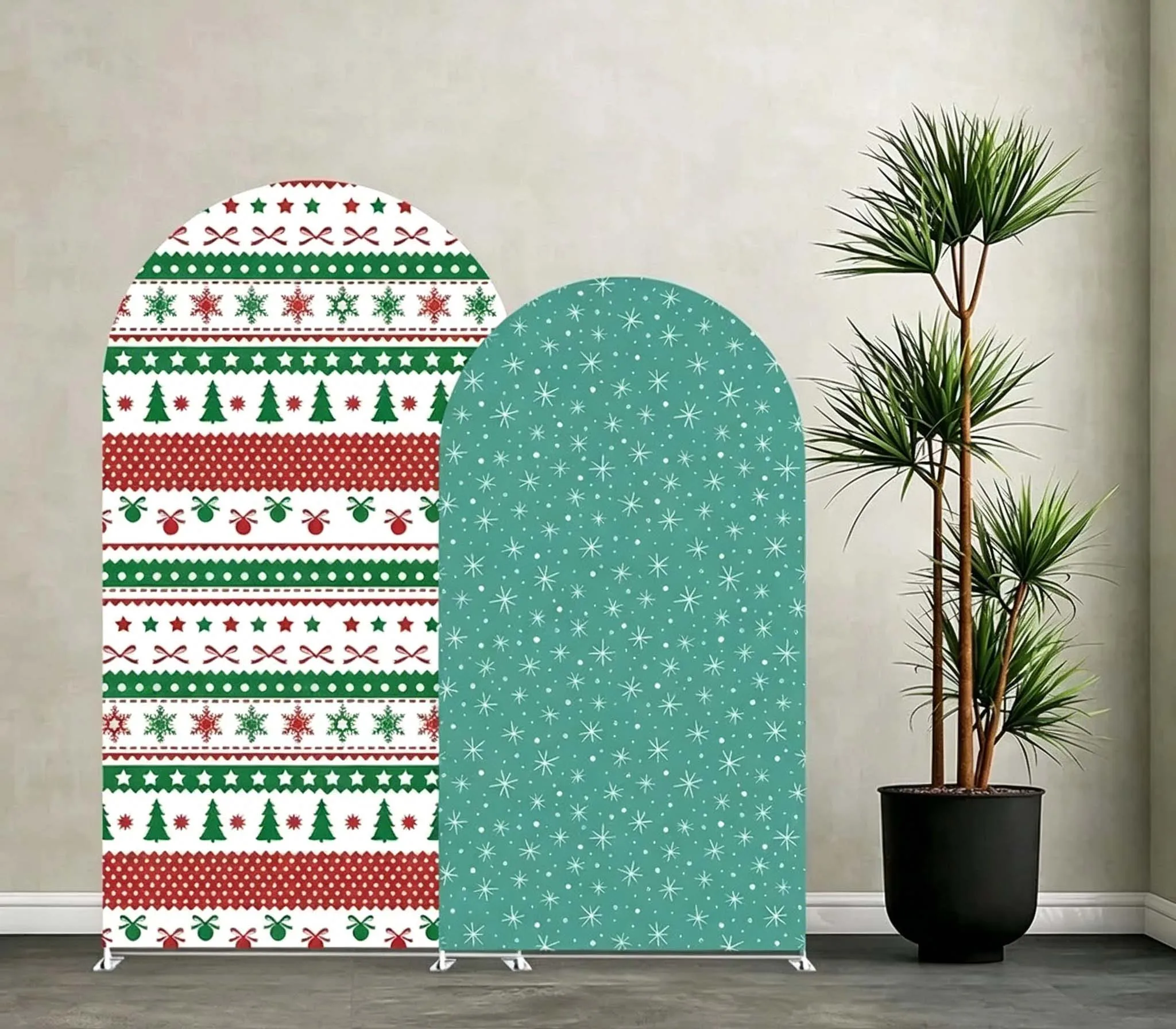 Custom 2-Side Christmas Arch Backdrop Cover Winter Snowflake Baby Shower Family Fiesta Party Decorations Photography