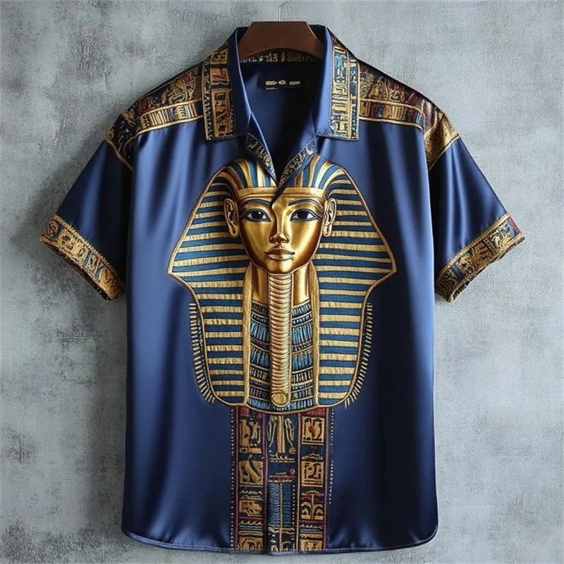

African art figure geometric print casual shirt retro African art abstract geometric print casual shirt