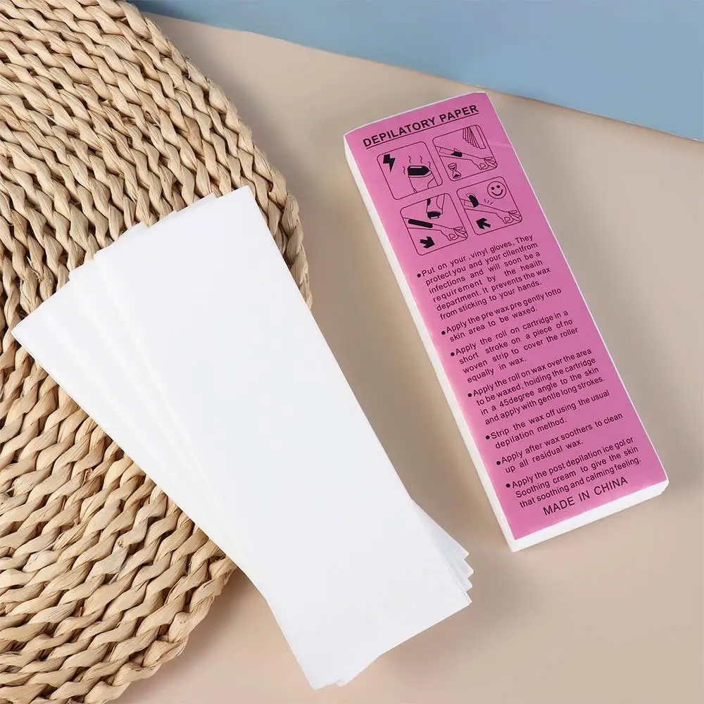 100pcs Gentle Non-Woven Wax Strips Painless Long-Lasting Hair Removal Wax Paper Disposable Smoothness Body and Face Epilator