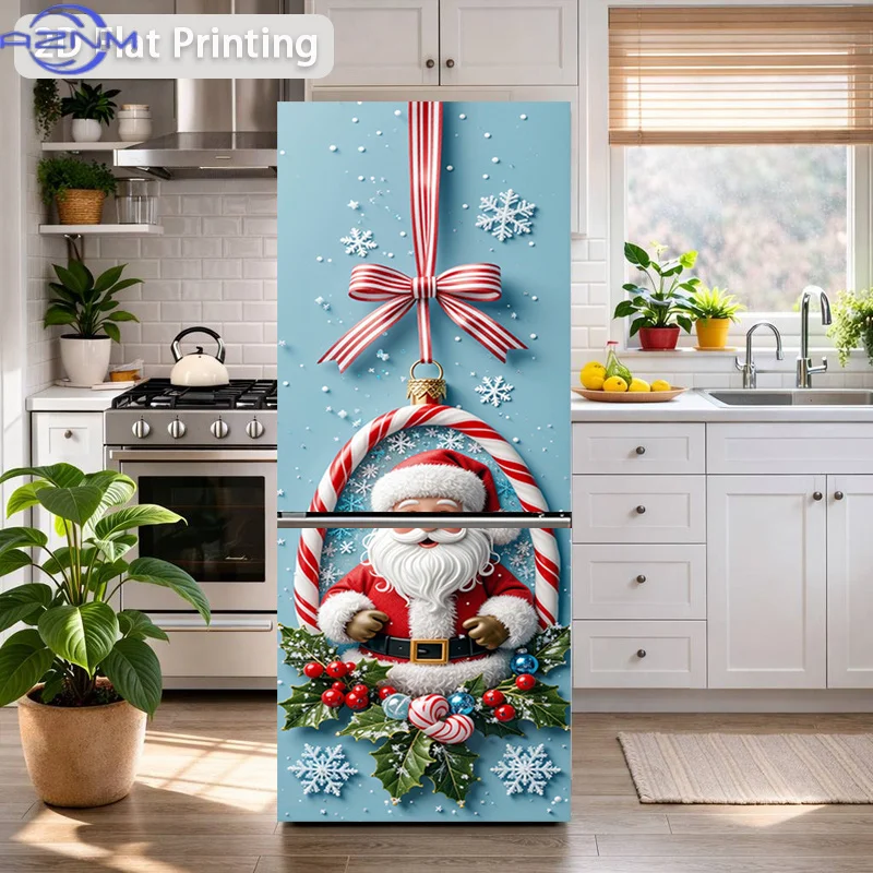 1pc of 2D Flat Printed Refrigerator Sticker, Measuring 60×180 Cm, Featuring a Christmas Santa Theme. This Self-Adhesive Wall D