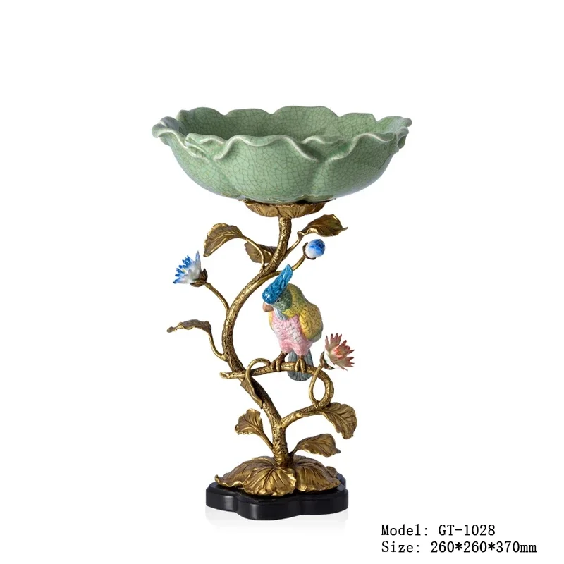 Neoclassical bird fruit plate ornament guest restaurant plate household practical coffee table dining table decoration basin