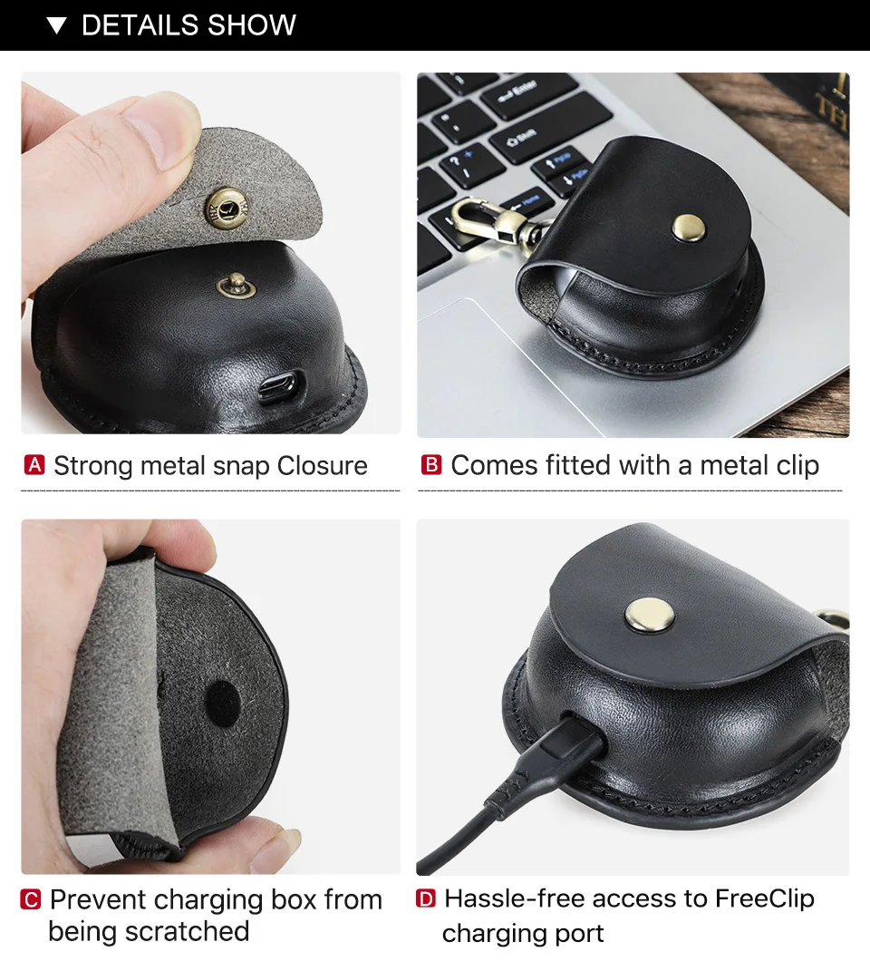 Schutzhülle aus echtem Leder für Huawei Freeclip-Kopfhörer staub dichte, stoß feste Abdeckung Ladebox hülle – Detail 11