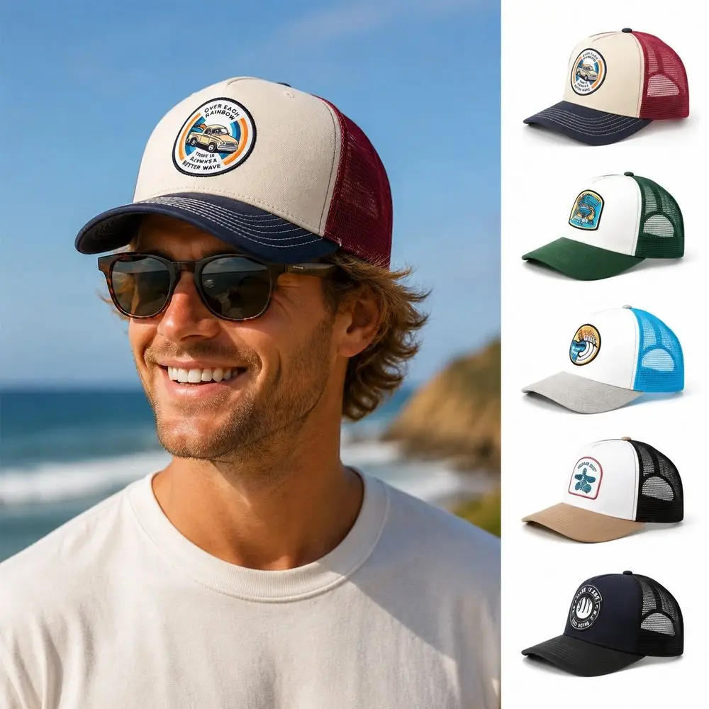 Cotton Mesh Trucker Hat Adjustable Car Patch Snapback Baseball Cap Breathable Sun Protection Streetwear Sport Hat For Man Women 2