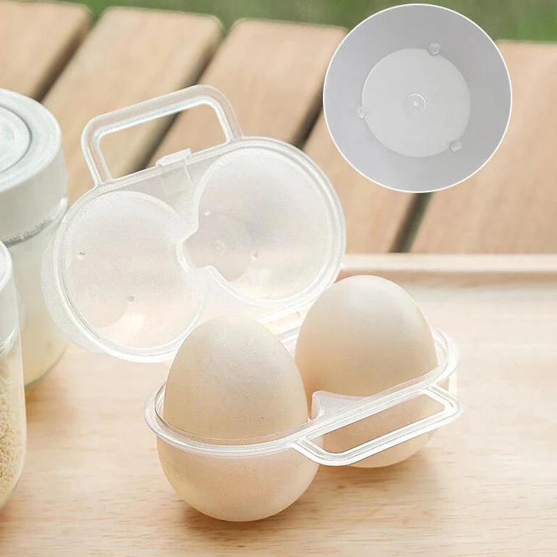 1PC 2 Grids Portable Egg Storage Box Plastic Durable Egg Storage Container Save Space Refrigerator Egg Dispenser With Handle