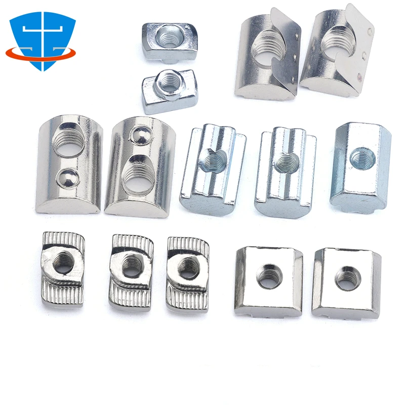 20 sztuk M3 M4 M5 M6 M8 EU GB Standard 20/30/40/45 Seria Głowica młotka T Nakrętka Suwak Kwadratowy szrapnel Nakrętki kulkowe ze stali Aluminium Akcesoria do profili wytłaczanych Zakrętka Zakrętka