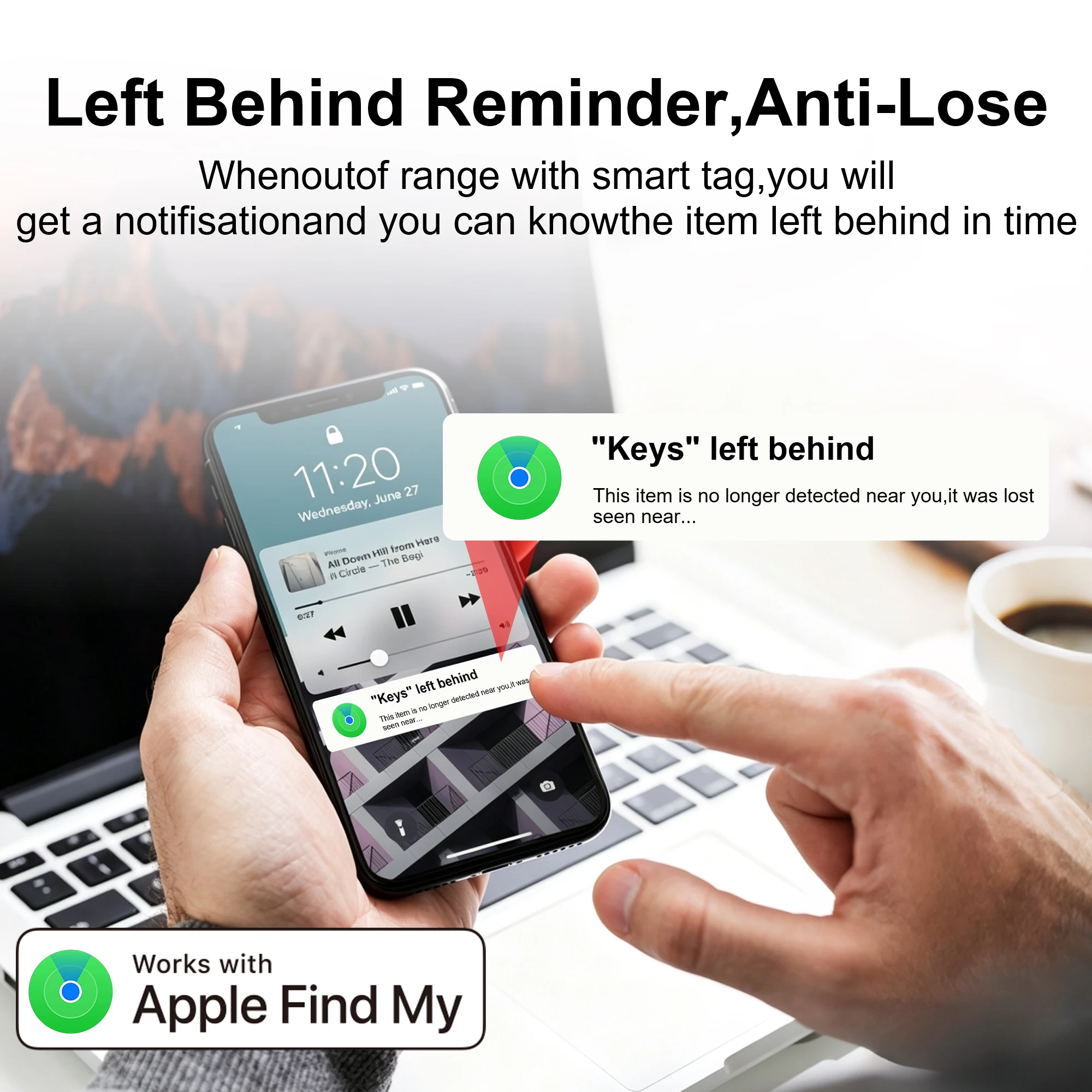 Bluetooth Tracker Tag 4 Pack for IOS Find My, Smart Key Finder Locator, Lightweight Anti-Lost Alarm for Bags & Pets
