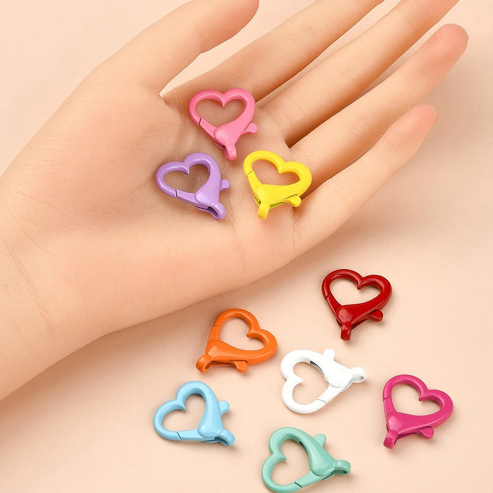

20pcs Heart Shape Lobster Clasps Metal Alloy Small Buckles for Keychain DIY Jewelry Making Crafts Different Colors