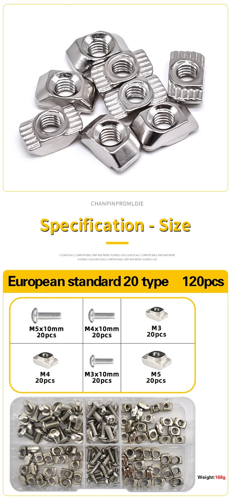 M3 M4 M5 M6 2020 3030 4040 Serie T-Gleitmutter- und Bolzensatz Hammerkopf-T-Nutmutter mit Sechskantschraube T-Mutter-Set für Aluminiumprofil – Detail 12