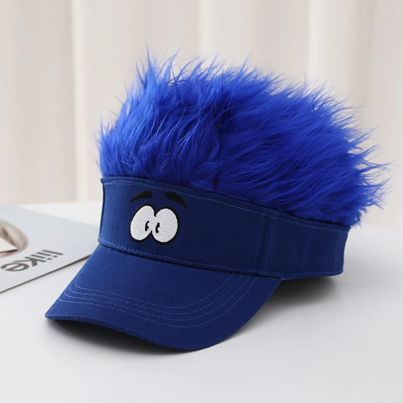 New plush embroidered cartoon quirky eyes wig baseball cap sun hat street hip-hop duck tongue cap male