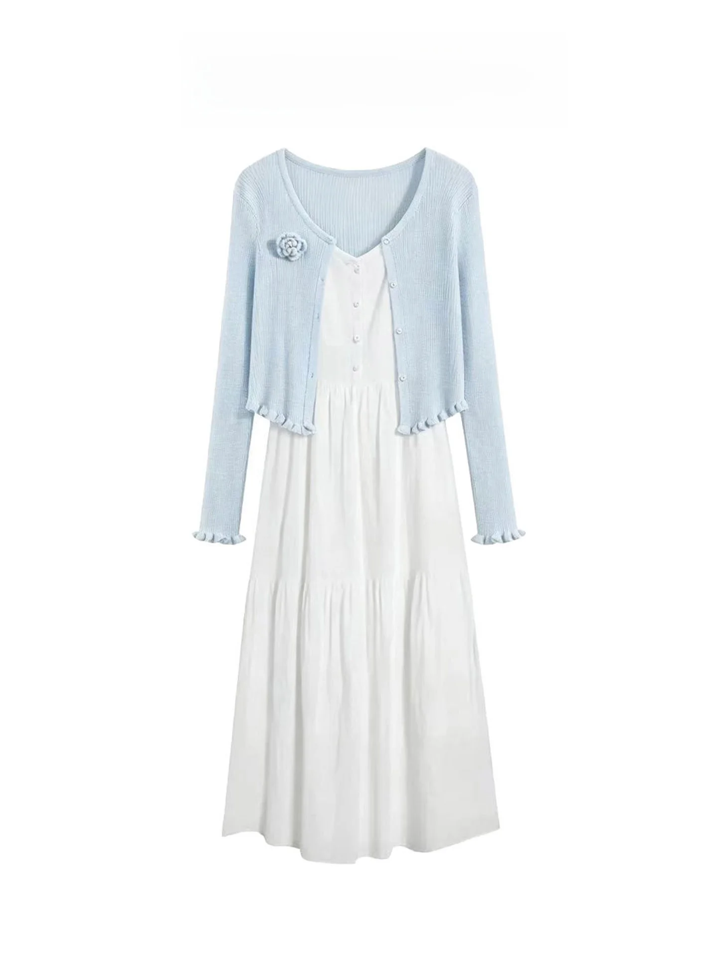 

Gentle Wind First Love White Dress Set Women Summer Beach Vacation Long Dress White Strapless Dress Princess Style Casual Date