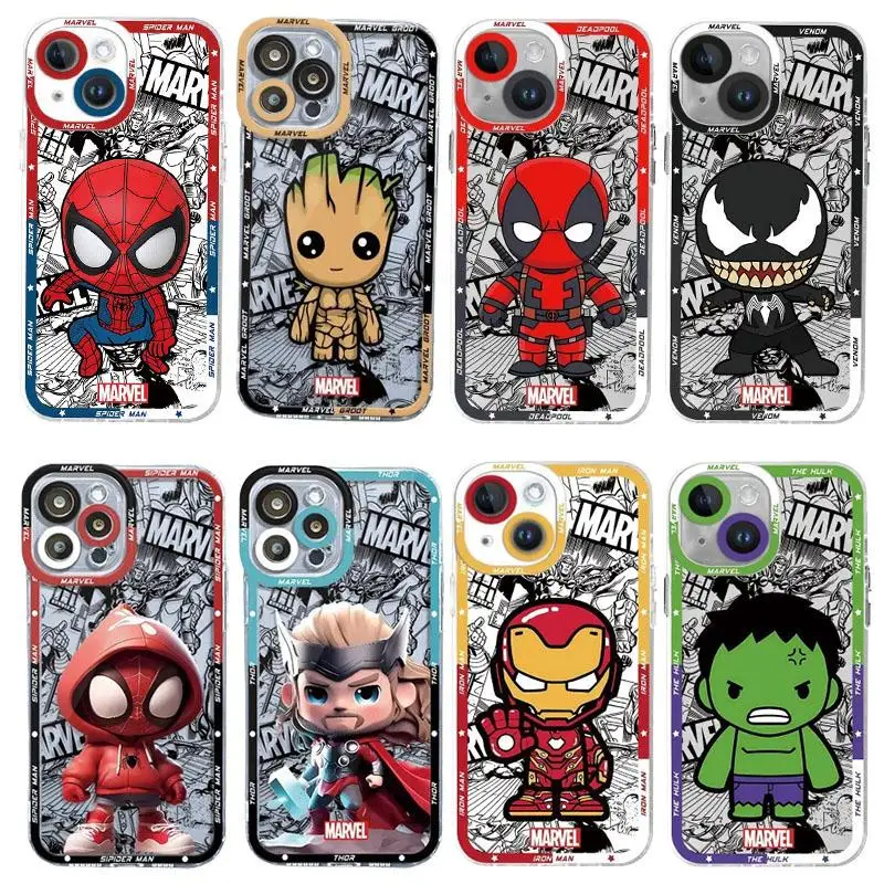 Marvel Deadpool Spider-man Case For Xiaomi Redmi Note 13 Pro 12 11 10 Plus 13C 12C 9C 9A Cover Couqe Transparent