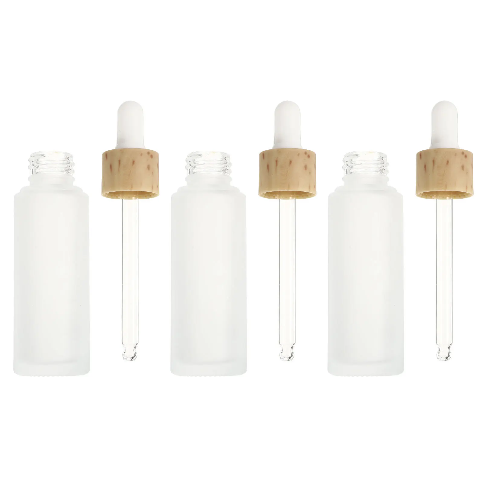 Bottiglie di subimballaggio riutilizzabili da 3 pezzi 30 ml Vetro smerigliato trasparente Durevole per oli essenziali e lozioni Bottiglia di olio essenziale