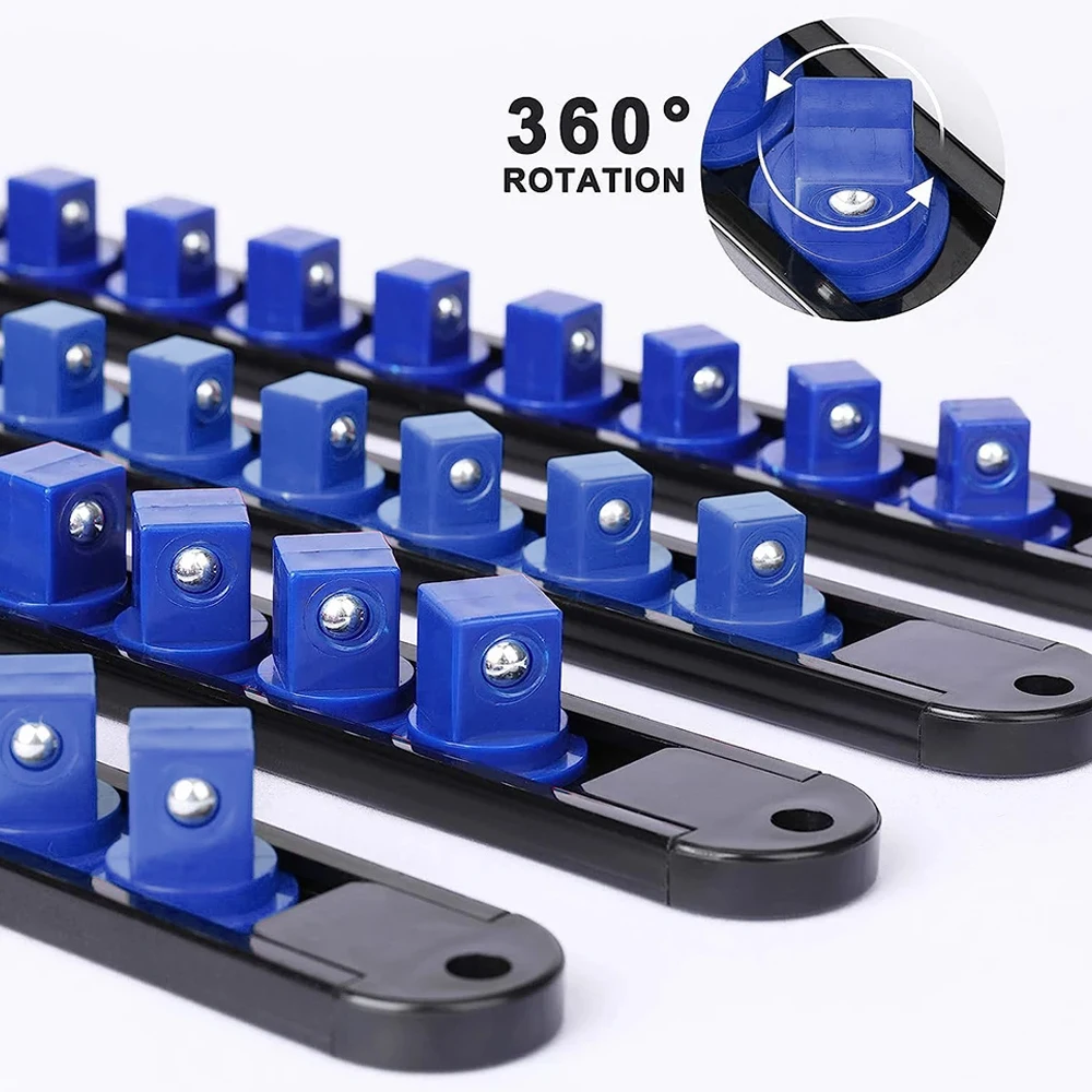 1Pcs 360 Degrees Swivel Socket Organizer 1/4inch 3/8inch 1/2inch Premium Quality Socket Clip Rail Holder Socket Organizer Tools