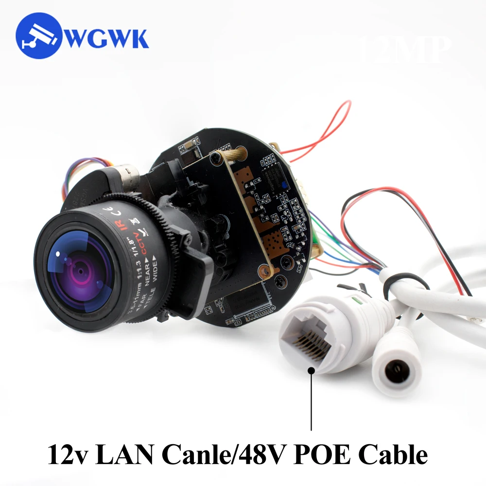 WGWK-Caméra IP Ultra HD 12MP, Webcam de permission IMX577, 3.6-11mm, Objectif Autofocus Rapide, Vidéo CCTV, ONVIF POE, Carte