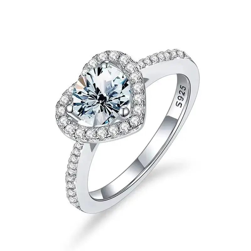 GRA Brillant Cut Moissanite Heart Ring for Women Luxury Diamond Rings 925 Sterling Silver Engagement Anniversary Fine Jewelry