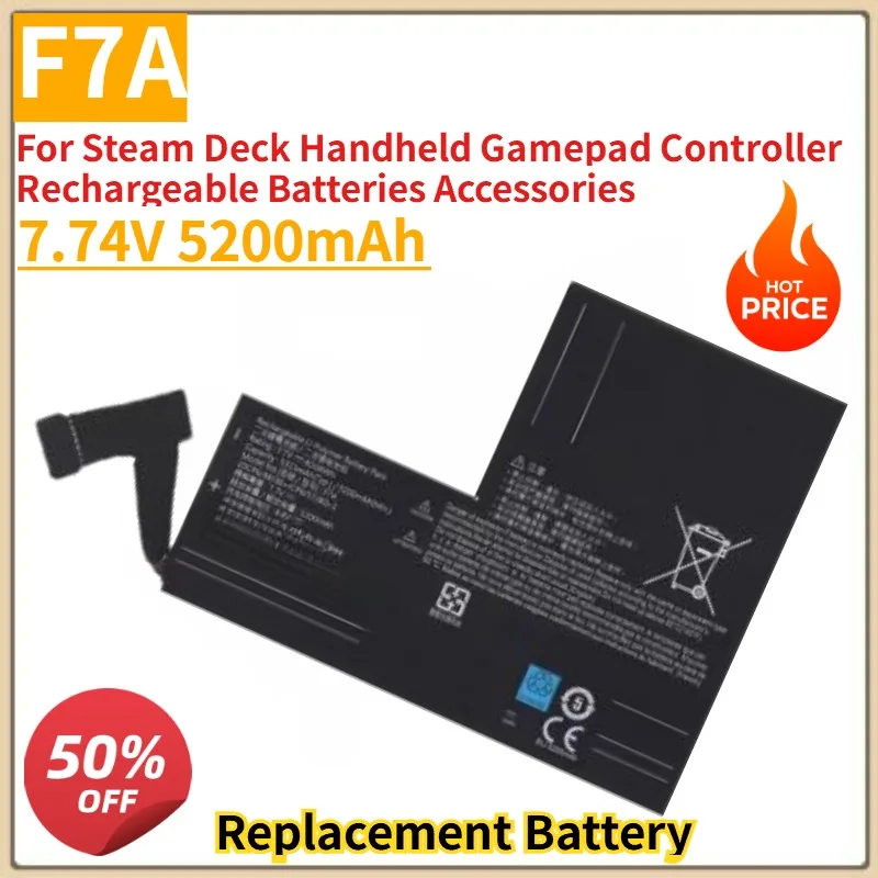 New F7A Replacement Battery 7.74V 5200mAh for Steam Deck Handheld Gamepad Controller Rechargeable Batteries Accessories