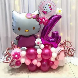 Zestaw 36 sztuk Hello Kitty numer balon z folii aluminiowej z lateksu helowego balonowa dziewczyna dekoracja urodzinowa przybory dla niemowląt