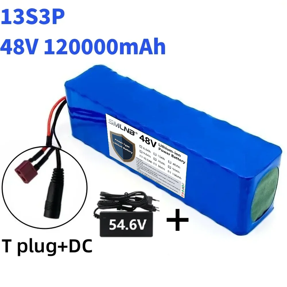 

high-quality 48V 120000mAh 2000W 13S3P XT60 48V Lithium-ion Battery Pack, Lithium Iron Phosphate Battery 120Ah and 54.6V Charger