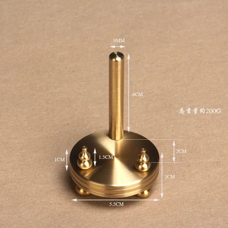 Pure brass solid tripod base with triangular bracket function placement, compass, Bagua, Mirror, Shanhai Town, Hulu Wenchang