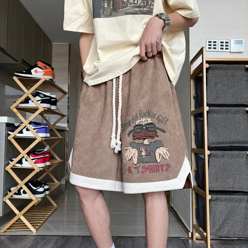 

plus Size American Cartoon Suede orts Men's Summer Sport Five-Quarter Pants Elastic Waist Casual Loose Fit Breathable orts