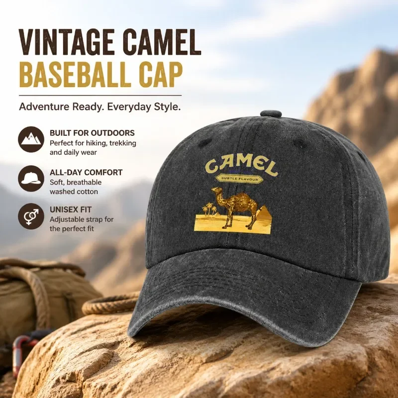 Camel Printed Baseball Cap for Women Spring Summer Soft Top Casual Peaked Hat Multicolor Optional Sunshade Headwear Ideal
