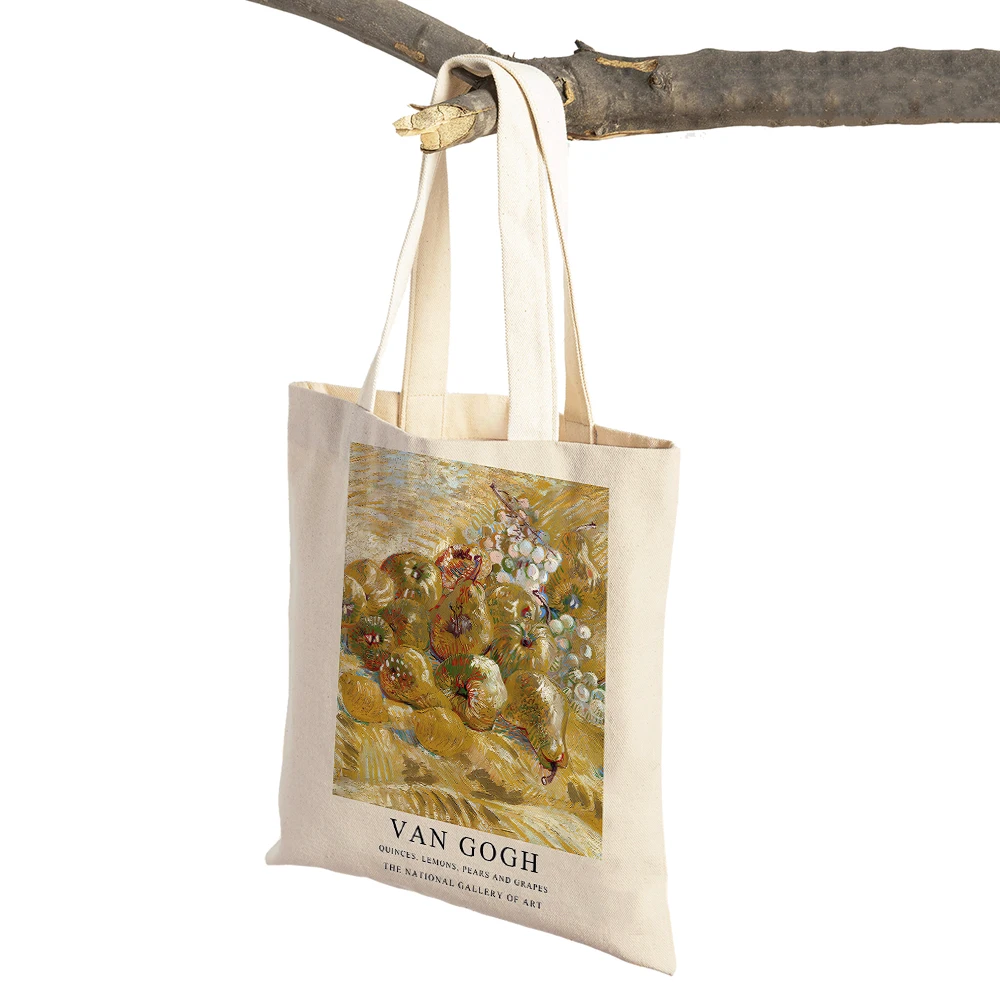 Vintage Van Gogh Oil Painting Shopper Bag Both Sided Supermarket Tote Handbag Fashion Art Casual Women Shopping Shoulder Bags