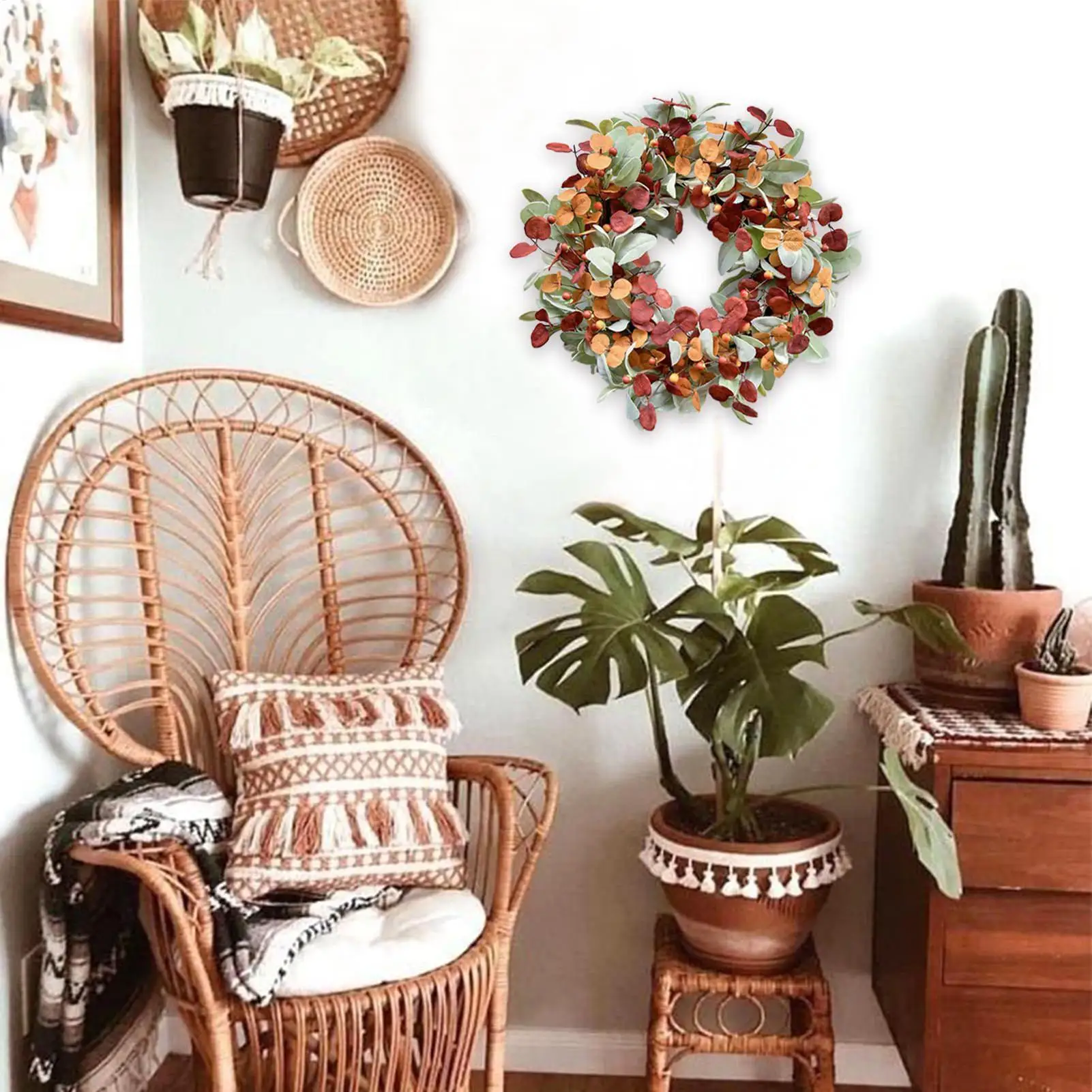 

Fall Door Wreath Thanksgiving Fall Wreath Halloween Decorations Garland Wall Decor For Outdoor Entrance Outside Indoors Kitchen