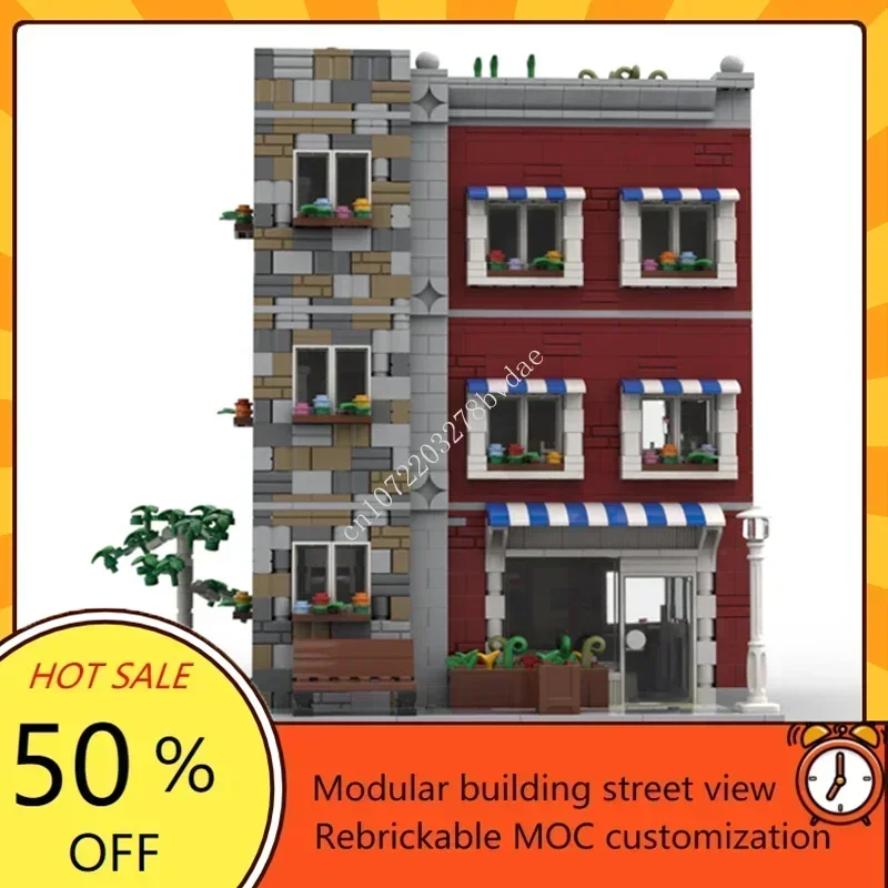 Grocery store & cafe Modular MOC Creative street view Model Building Blocks Architecture DIY Education Assembly Model Toys Gifts