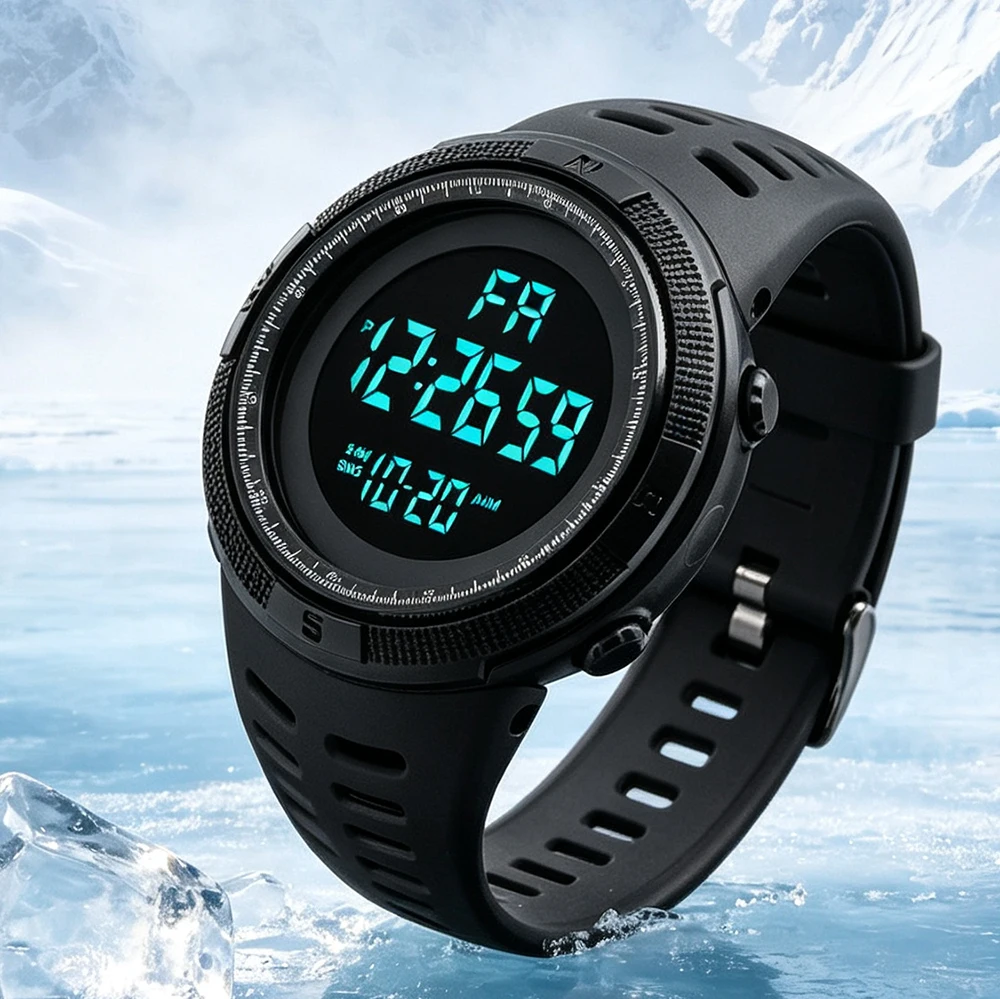 Men's Military Outdoor Sports Watch Waterproof Luminous LED Digital Wristwatch with Alarm Clock Multifunction for Student Kids